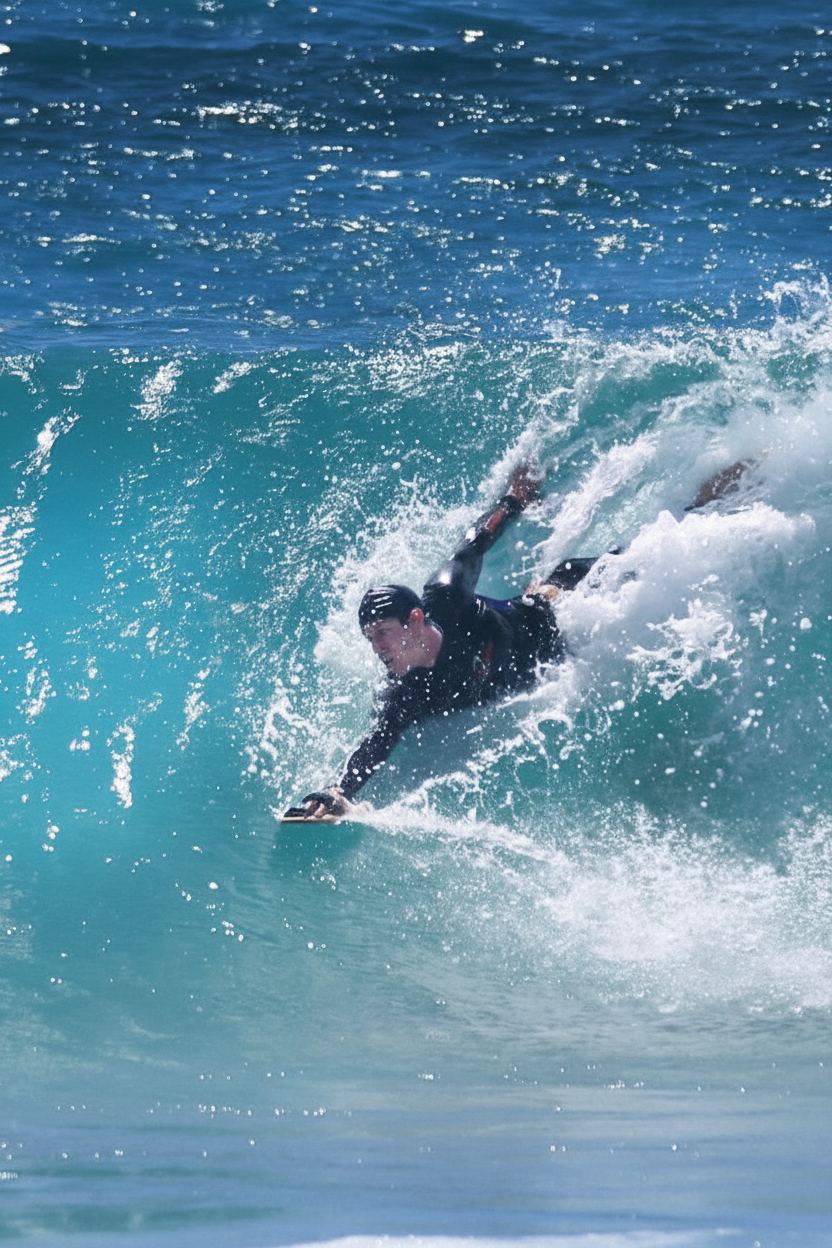 Person on wave - mobile crop